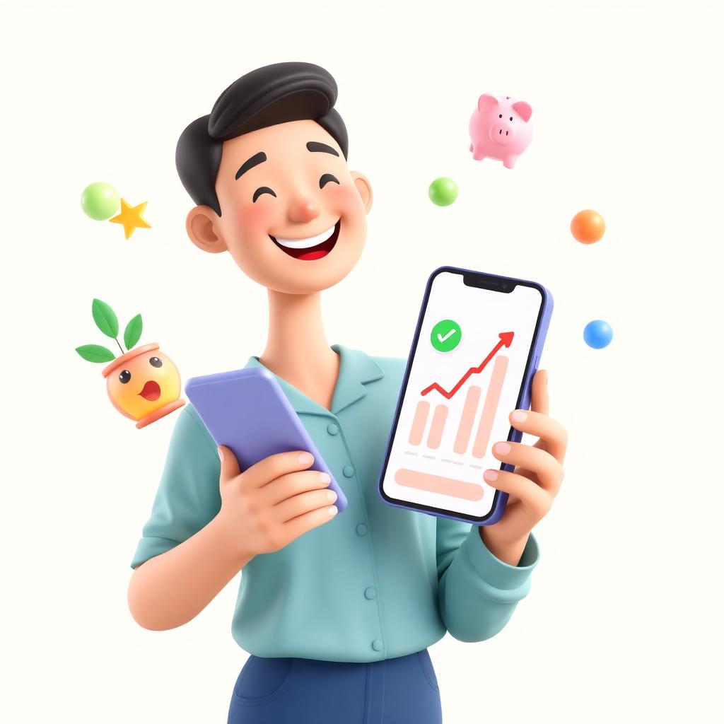 Filipino professional using a phone to track their growing savings